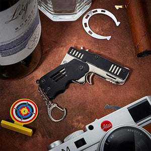 Mini Folding Rubber Band Gun Toy Keychain