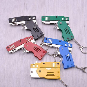 Mini Folding Rubber Band Gun Toy Keychain