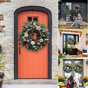 🎄50% Off🎄Early Christmas Promotion🎅White Pumpkins Ranunculus Wreath Front Door Hanging Ornament