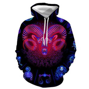 3D Graphic Printed Hoodies Red Sheep Head