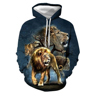 3D Graphic Printed Hoodies Lion
