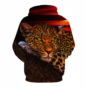 3D Graphic Printed Hoodies Leopard