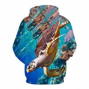 3D Graphic Printed Hoodies Turtle