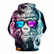 3D Graphic Printed Hoodies Monkey With Glasses