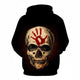 3D Graphic Printed Hoodies Skull And Hands