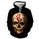 3D Graphic Printed Hoodies Skull And Hands