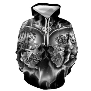 3D Graphic Printed Hoodies Skull