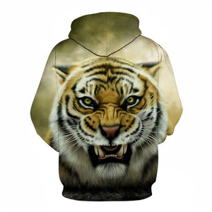 3D Graphic Printed Hoodies Tiger