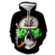 3D Graphic Printed Hoodies A Skeleton With Glasses
