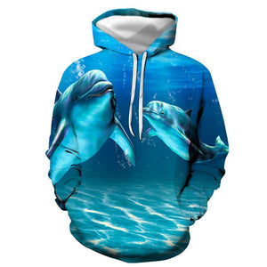 3D Graphic Printed Hoodies Dolphin