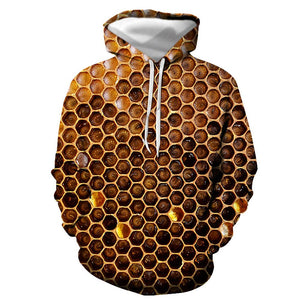 3D Graphic Printed Hoodies Honeycomb
