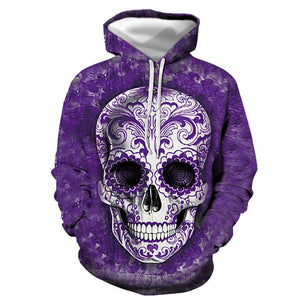 3D Graphic Printed Hoodies Skull