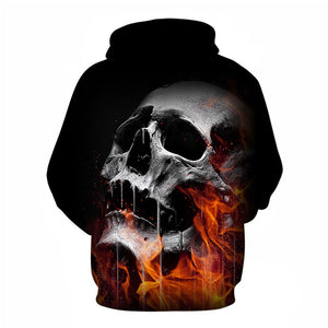 3D Graphic Printed Hoodies Skull