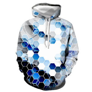 3D Graphic Printed Hoodies Colorful Hexagon