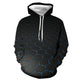 3D Graphic Printed Hoodies Black Hexagon