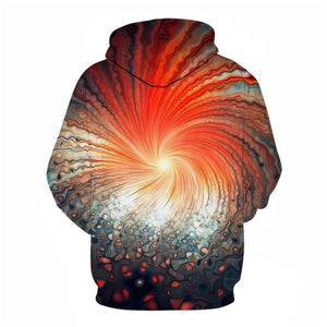 3D Graphic Printed Hoodies Orange Vortex