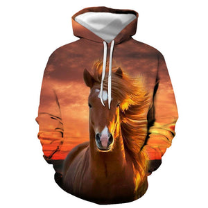 3D Graphic Printed Hoodies Horse