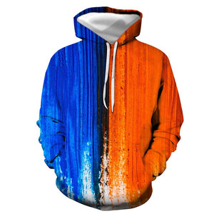 3D Graphic Printed Hoodies Bule And Red