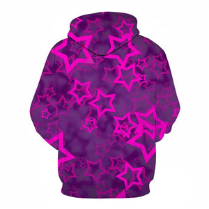 3D Graphic Printed Hoodies Purple Star