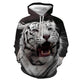 3D Graphic Printed Hoodies White Tiger