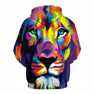 3D Graphic Printed Hoodies Chromatic Tiger