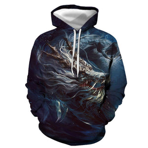 3D Graphic Printed Hoodies Dragon