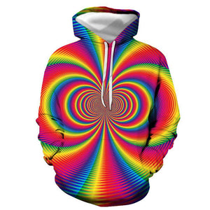 3D Graphic Printed Hoodies Optical Illusion Rainbow