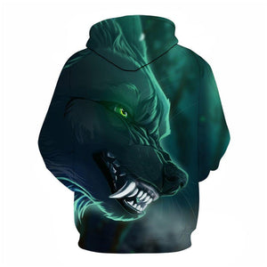 3D Graphic Printed Hoodies Cartoon Wolf