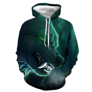 3D Graphic Printed Hoodies Cartoon Wolf