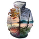 3D Graphic Printed Hoodies Tree Reflection