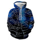 3D Graphic Printed Hoodies Spider Web & Dew