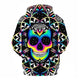 3D Graphic Printed Hoodies Skull Rainbow