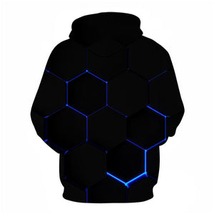 3D Graphic Printed Hoodies Blue Light