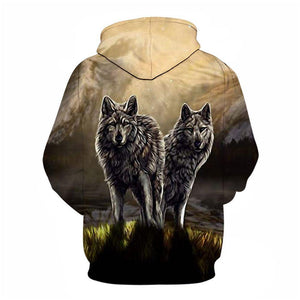 3D Graphic Printed Hoodies Wolf
