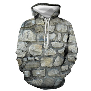 3D Graphic Printed Hoodies Stone