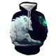 3D Graphic Printed Hoodies White Wolf