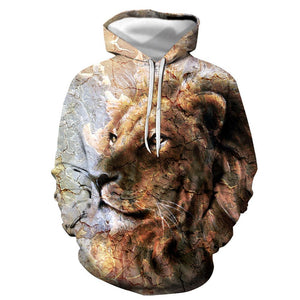 3D Graphic Printed Hoodies Lion