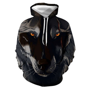 3D Graphic Printed Hoodies Black Dog