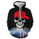 3D Graphic Printed Hoodies Skull With A Hat