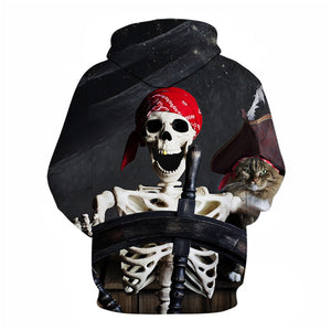 3D Graphic Printed Hoodies Skull And Turban