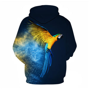 3D Graphic Printed Hoodies Parrot