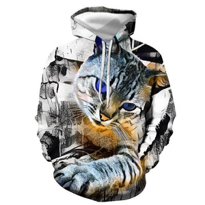 3D Graphic Printed Hoodies Big Cat