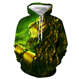 3D Graphic Printed Hoodies Lion With Glasses