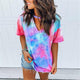 Hollow Out Tie Dye Tops Tee